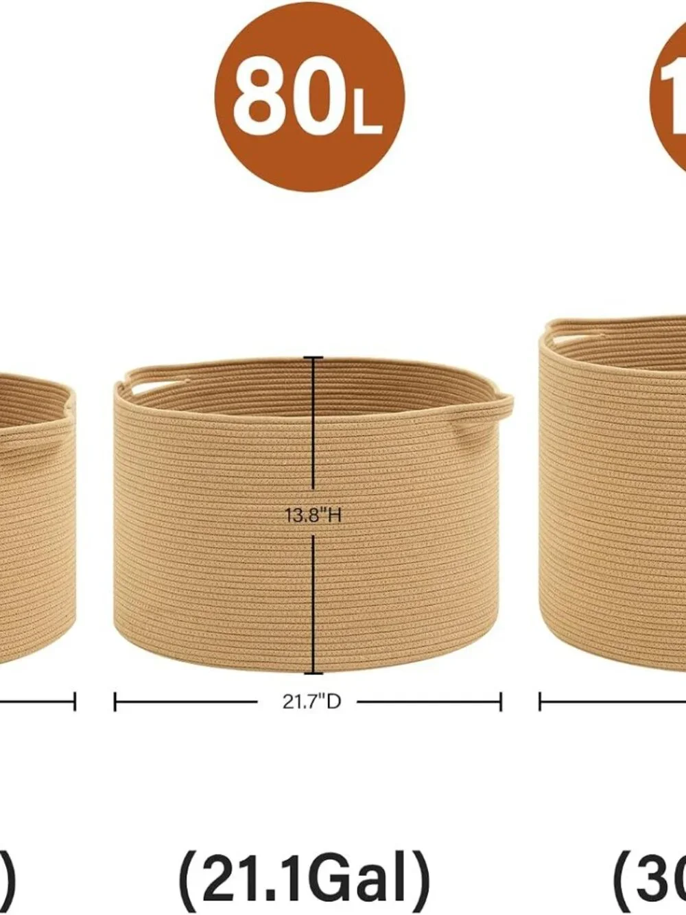 New Foldable Laundry Hamper Basket with Collapsible Handle Cotton Rope Soft Wov